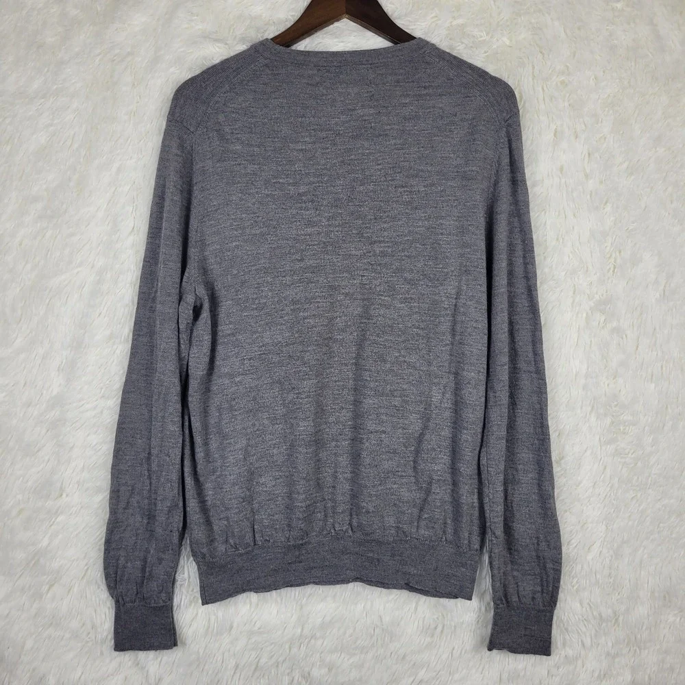 Joseph Abboud Mens XL‎ Gray 100% Merino Wool V-Neck Sweater Modern Fit Preppy